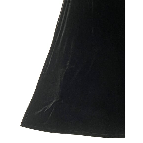 R & K Evening Black Velvet Skirt Size 14 Midi A Style Stretch Elastic Waist - Picture 2 of 15